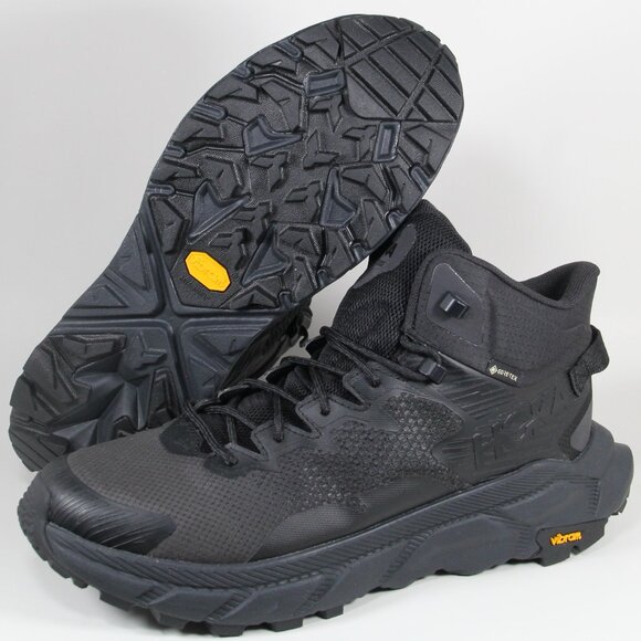 Hoka One One Trail Code Gore-Tex GTX Hiking Boots Mens 10 Black - Picture 1 of 6